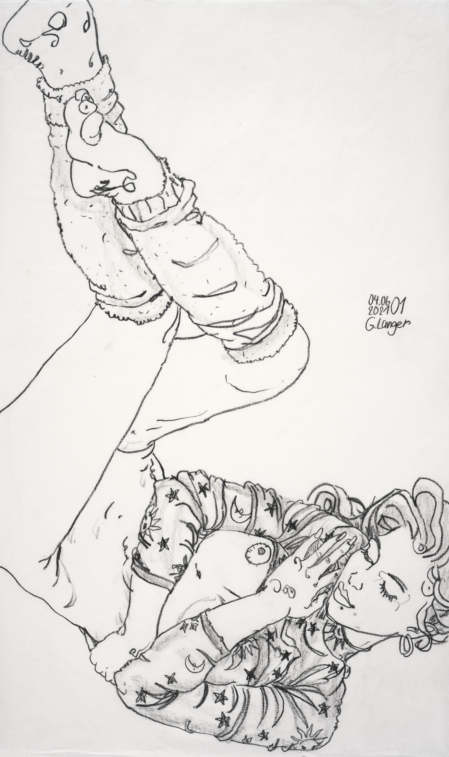 Gunter Langer, Sternenhimmel, 2021, Zeichnung, Chinapapier, 97 x 59 cm